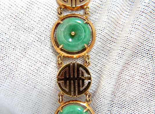 1950s Natural Jade bracelet 14kt gold