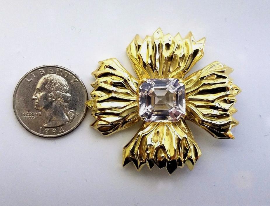 18kt 16ct Royal Medallion Brooch Pin Flaming Celtic Cross Vintage 12236**