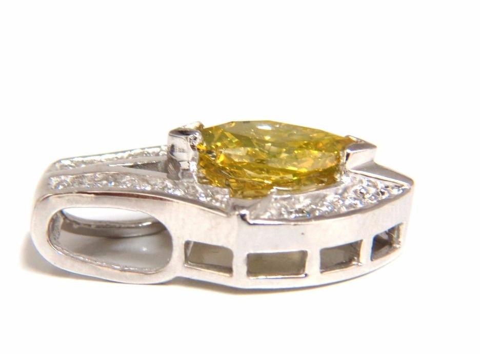 1.50 Carat Enhanced Fancy Yellow Diamond Marquise Shield Pendant 14kt 44112**