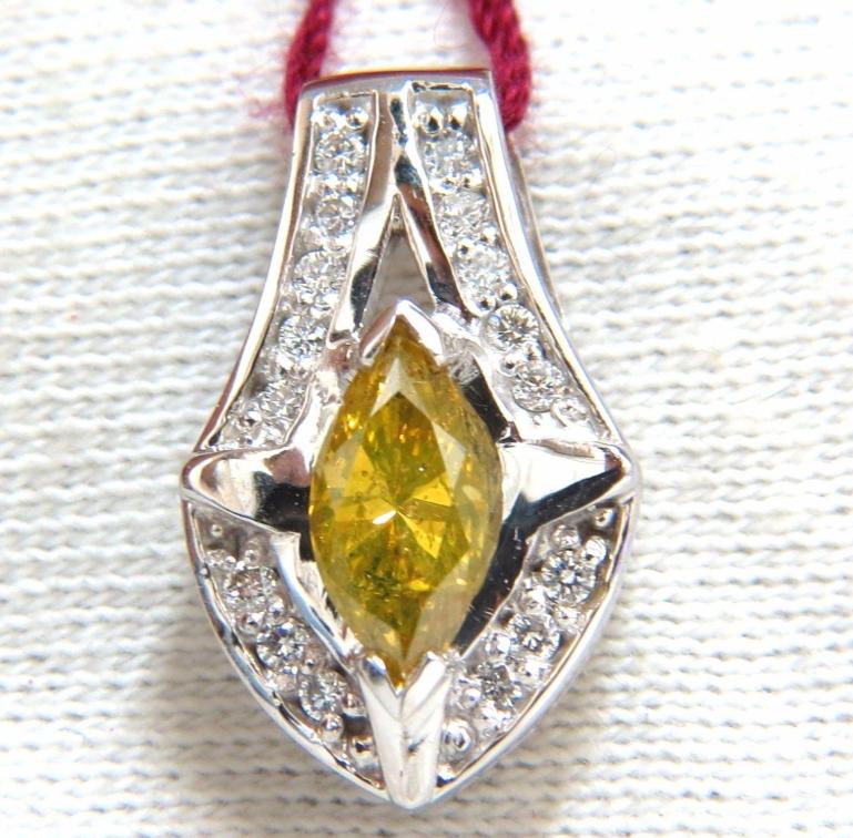 1.50 Carat Enhanced Fancy Yellow Diamond Marquise Shield Pendant 14kt 44112**