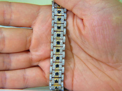 10.00 Carat Natural Sapphire Diamond Bracelet Edwardian Deco 14kt 44117**