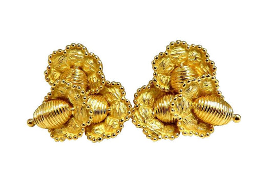 Authentic Tiffany & Co. Three-Tiered Floral Cluster Clip Earrings 18kt 14544**