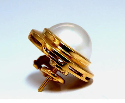 12mm Mabe Pearls Earrings 18kt Gold**