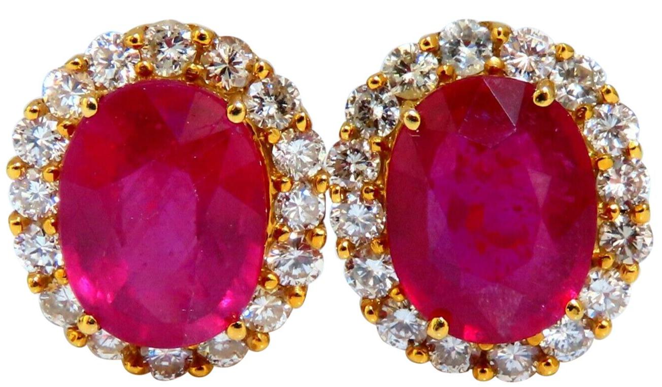 9ct Lab Ruby Diamond Clip Earrings Halo 14kt Gold 14112**