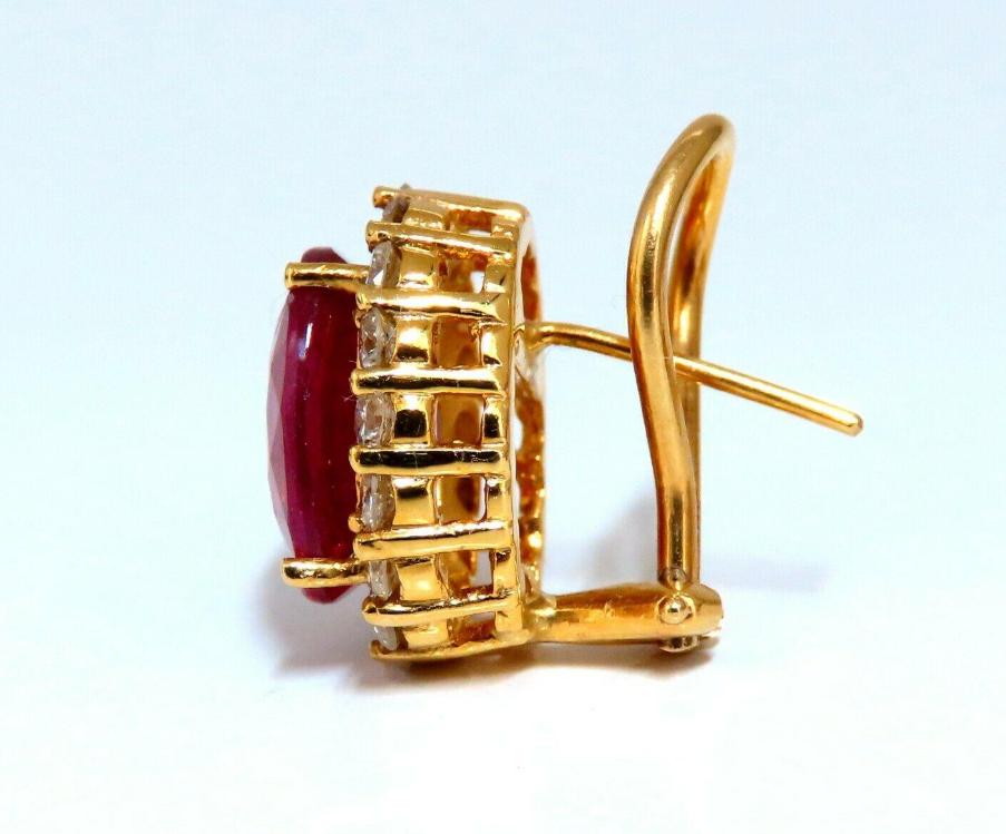 9ct Lab Ruby Diamond Clip Earrings Halo 14kt Gold 14112**