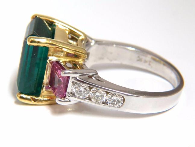 GIA Certified 8.73 Carat Lab Emerald Pink Sapphire Diamonds Ring 14kt 41100*
