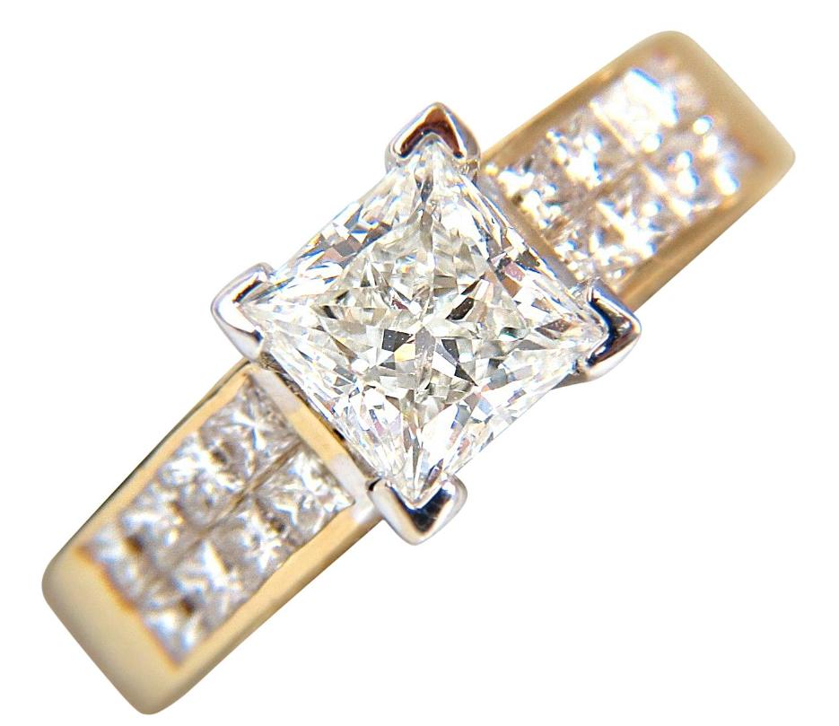 GIA 1.03ct Princess Cut Diamonds Ring and Channel Side Diamond Brilliant 42455**
