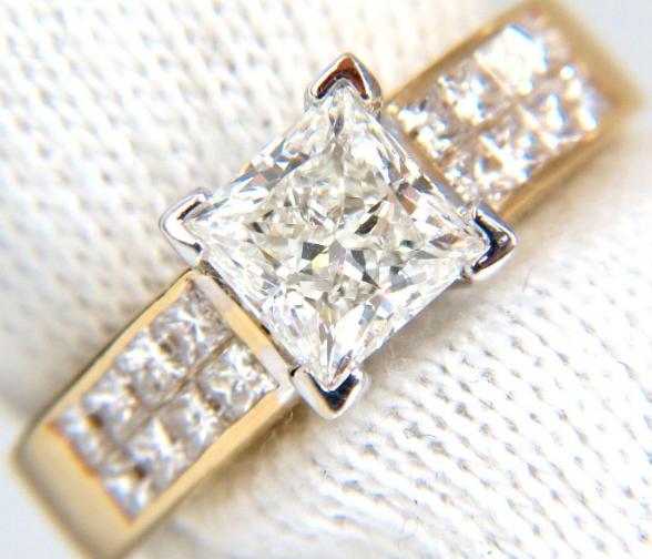 GIA 1.03ct Princess Cut Diamonds Ring and Channel Side Diamond Brilliant 42455**