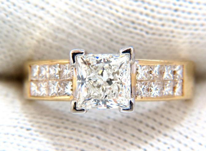 GIA 1.03ct Princess Cut Diamonds Ring and Channel Side Diamond Brilliant 42455**