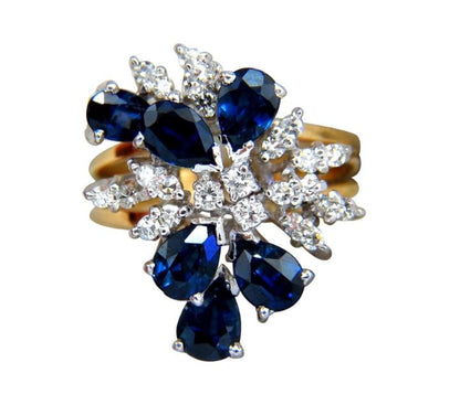 3.50 Carat Natural Sapphire Diamonds Cocktail Ring 14 Karat 48874**