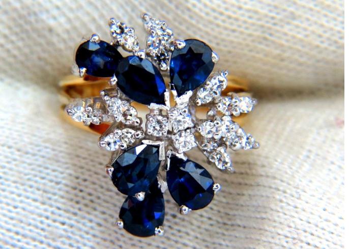 3.50 Carat Natural Sapphire Diamonds Cocktail Ring 14 Karat 48874**
