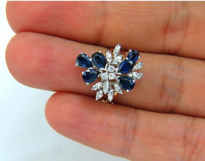 3.50 Carat Natural Sapphire Diamonds Cocktail Ring 14 Karat 48874**