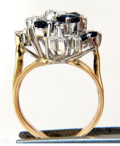 3.50 Carat Natural Sapphire Diamonds Cocktail Ring 14 Karat 48874**