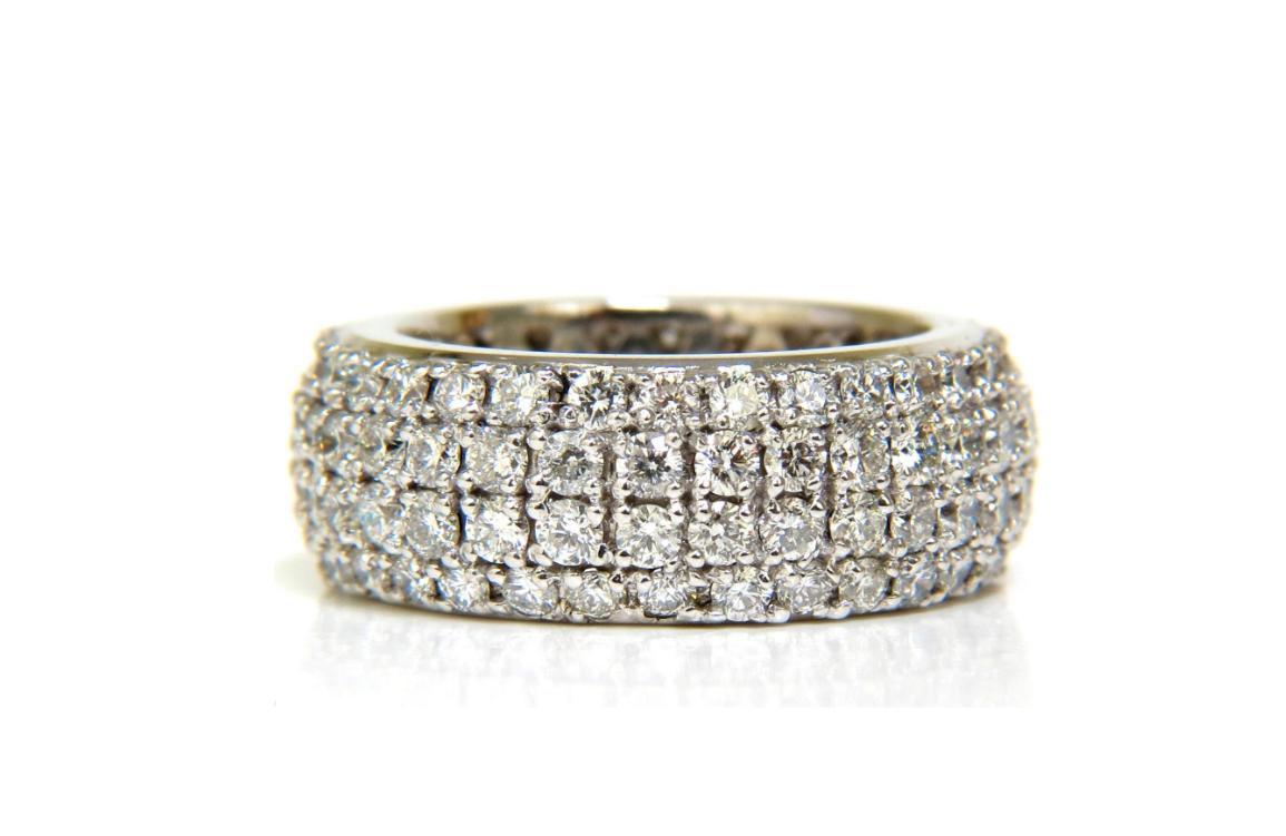 4.00ct Natural Full Cut Diamonds Eternity Wide Band Ring 14kt gold 6.25 49877**