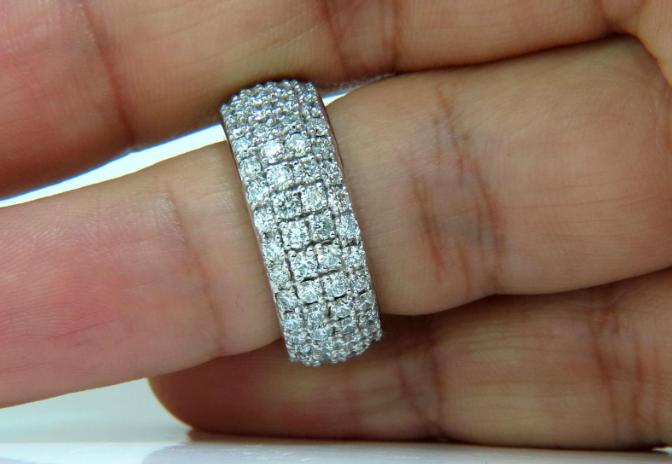 4.00ct Natural Full Cut Diamonds Eternity Wide Band Ring 14kt gold 6.25 49877**