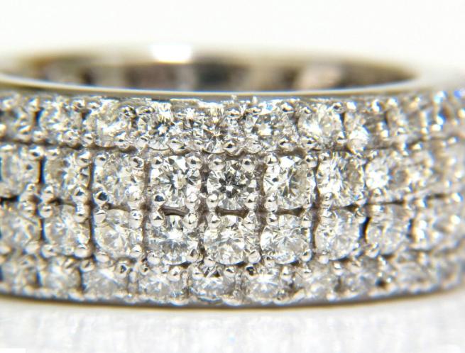 4.00ct Natural Full Cut Diamonds Eternity Wide Band Ring 14kt gold 6.25 49877**
