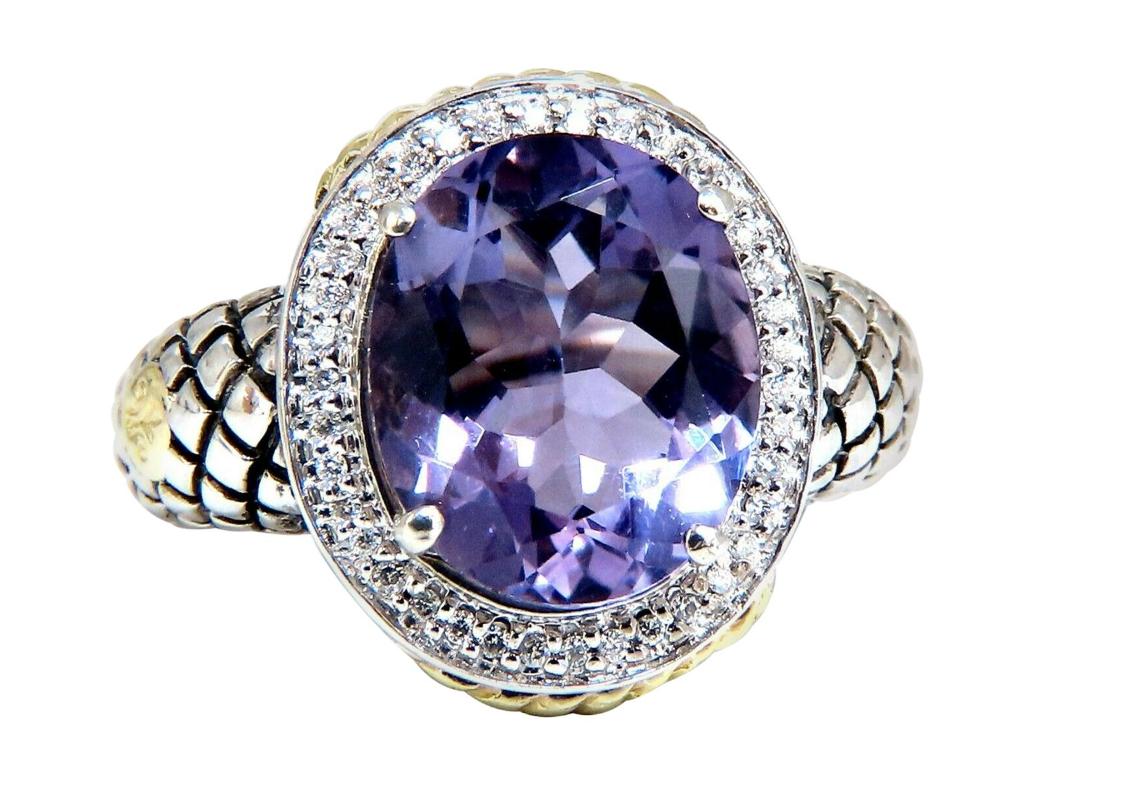 John Hardy Amethyst Diamond Ring Silver and 18 Karat 42144**