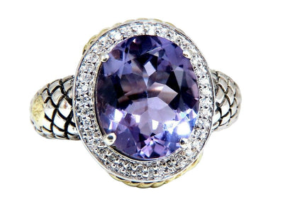 John Hardy Amethyst Diamond Ring Silver and 18 Karat 42144**