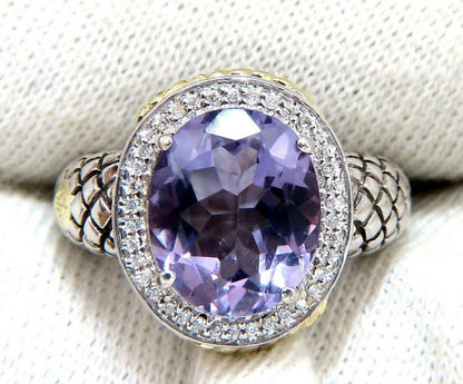 John Hardy Amethyst Diamond Ring Silver and 18 Karat 42144**