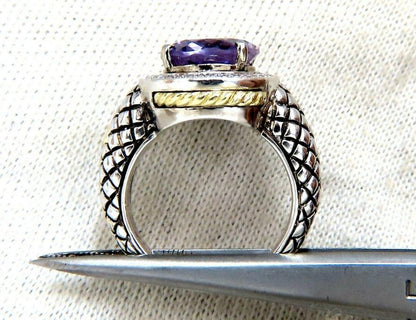 John Hardy Amethyst Diamond Ring Silver and 18 Karat 42144**