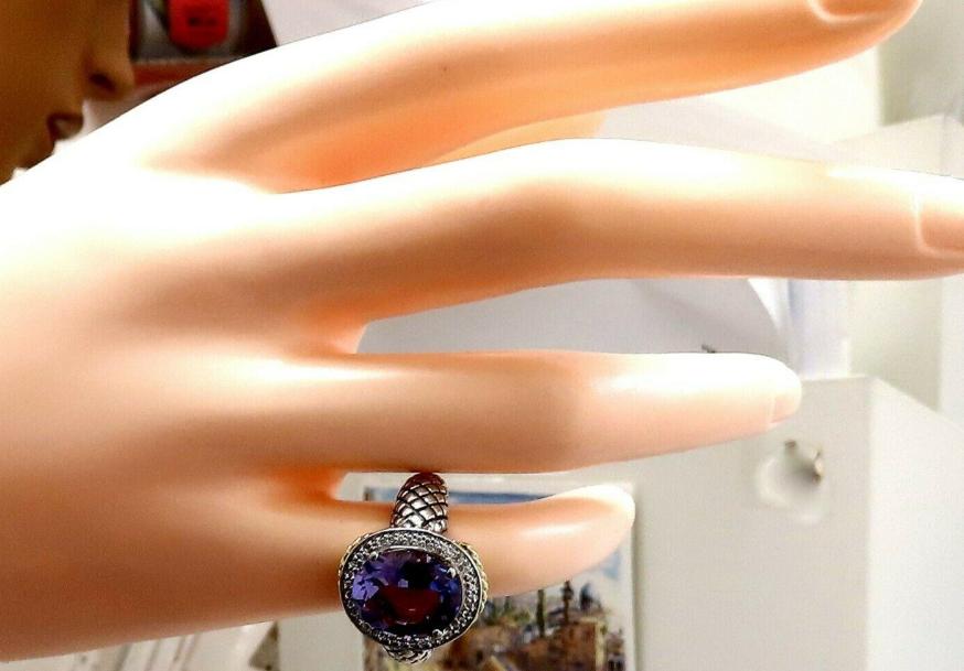 John Hardy Amethyst Diamond Ring Silver and 18 Karat 42144**