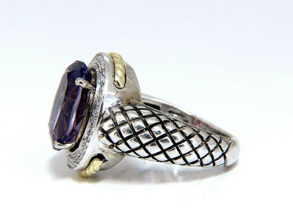 John Hardy Amethyst Diamond Ring Silver and 18 Karat 42144**