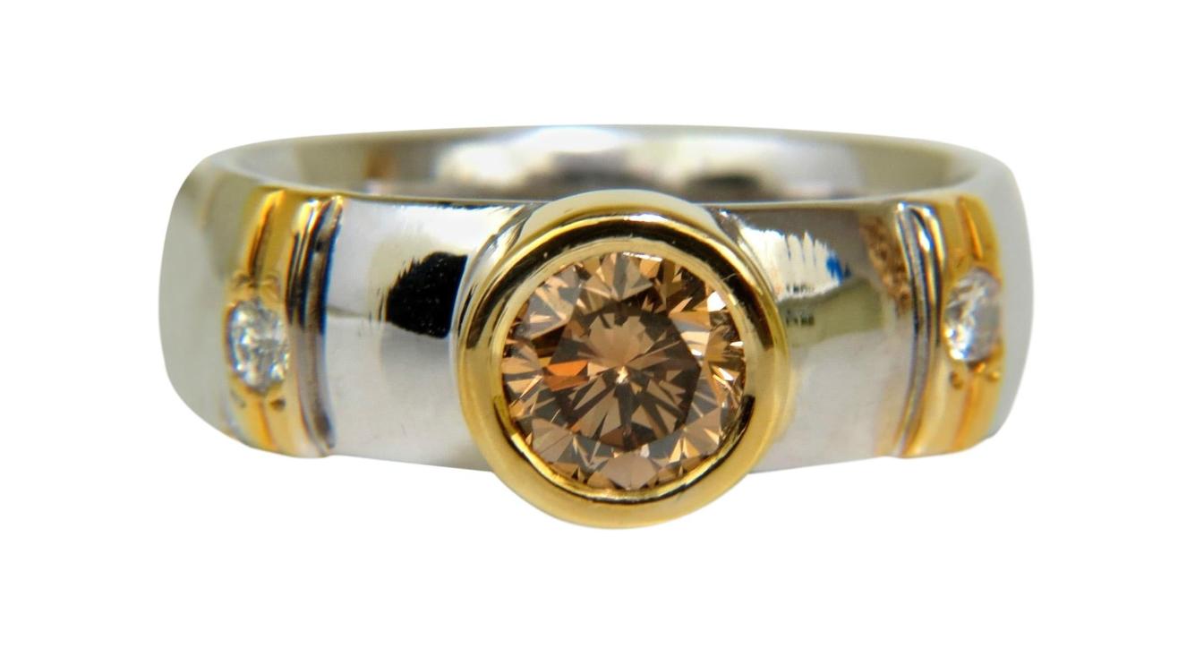 .90ct Natural Fancy Orange Brown Diamond Ring 14 Karat Solid 44717**