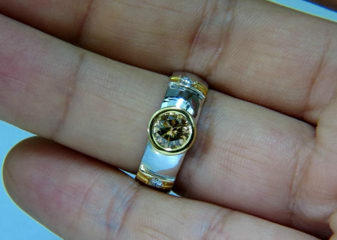 .90ct Natural Fancy Orange Brown Diamond Ring 14 Karat Solid 44717**