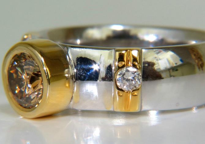 .90ct Natural Fancy Orange Brown Diamond Ring 14 Karat Solid 44717**