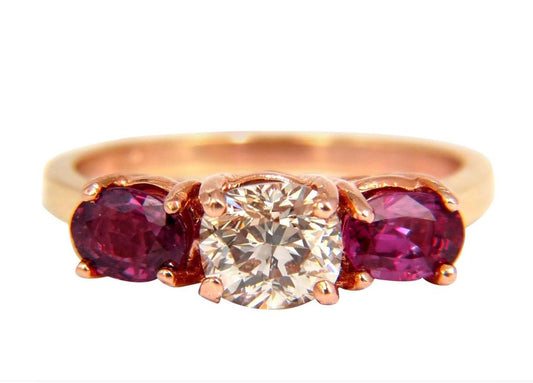.90ct Natural Fancy Oval Diamond Ruby Ring 14 Karat Rose Gold 44787 *v