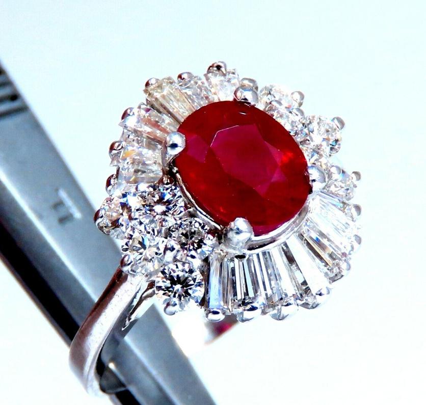 GIA Certified Burma Ruby 1.75ct Ballerina Cocktail Diamond ring 14kt 44145**