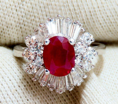 GIA Certified Burma Ruby 1.75ct Ballerina Cocktail Diamond ring 14kt 44145**