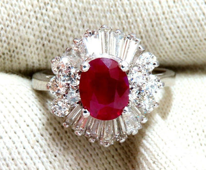GIA Certified Burma Ruby 1.75ct Ballerina Cocktail Diamond ring 14kt 44145**