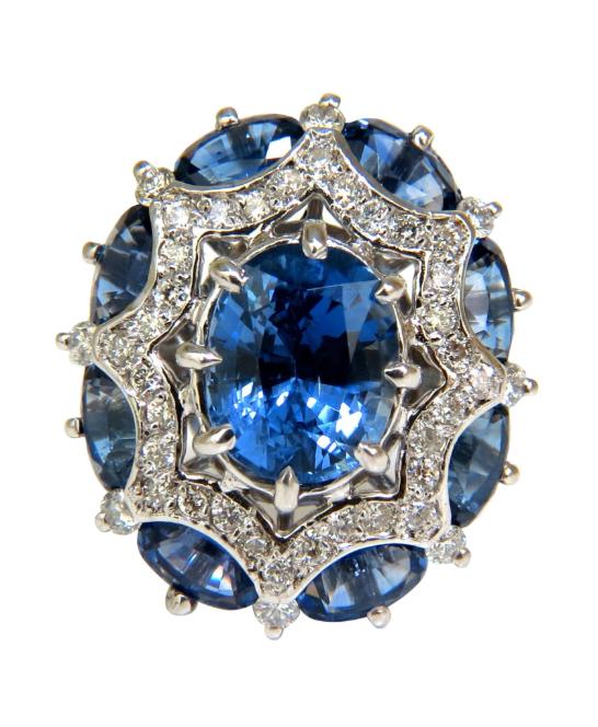 4.32ct Burma Natural No Heat Sapphire Diamond Ring Cocktail Unheated 41214 GIA**