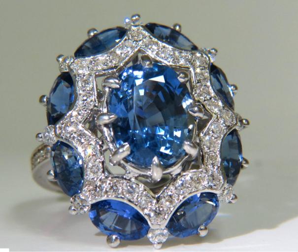 4.32ct Burma Natural No Heat Sapphire Diamond Ring Cocktail Unheated 41214 GIA**