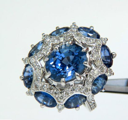 4.32ct Burma Natural No Heat Sapphire Diamond Ring Cocktail Unheated 41214 GIA**