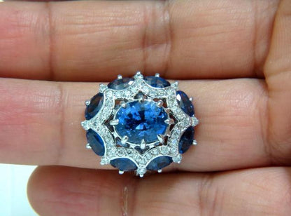 4.32ct Burma Natural No Heat Sapphire Diamond Ring Cocktail Unheated 41214 GIA**