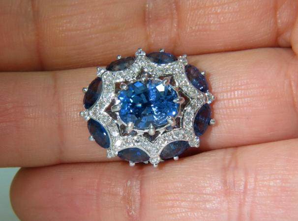 4.32ct Burma Natural No Heat Sapphire Diamond Ring Cocktail Unheated 41214 GIA**