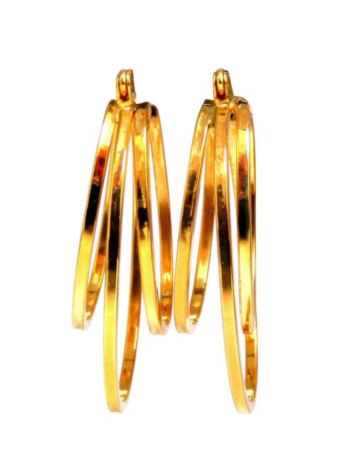 14Kt Gold Hoop Earrings Elongated Three Tier 41445 *v