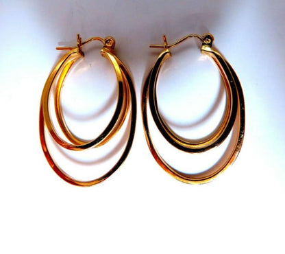 14Kt Gold Hoop Earrings Elongated Three Tier 41445 *v