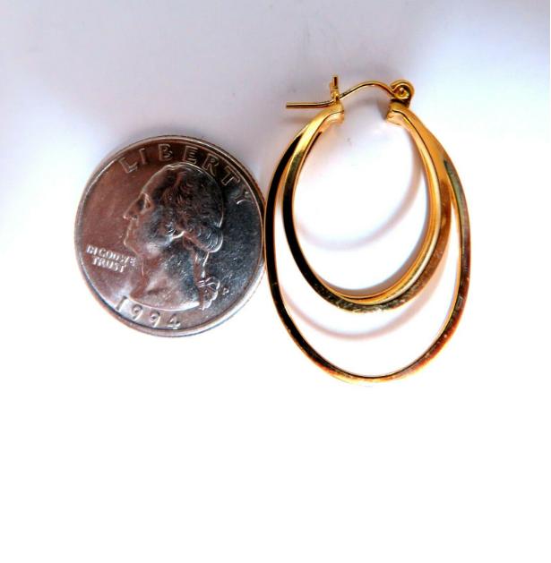 14Kt Gold Hoop Earrings Elongated Three Tier 41445 *v