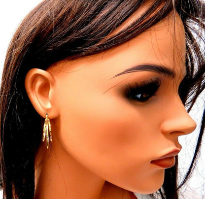 14Kt Gold Hoop Earrings Elongated Three Tier 41445 *v