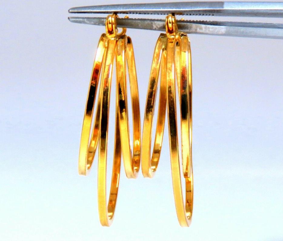 14Kt Gold Hoop Earrings Elongated Three Tier 41445 *v