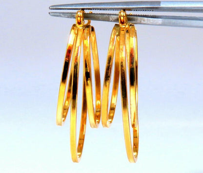 14Kt Gold Hoop Earrings Elongated Three Tier 41445 *v