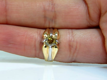 GIA CERTIFIED NATURAL FANCY GREEN YELLOW BROWN 1.00CT DIAMOND RING 18KT *v