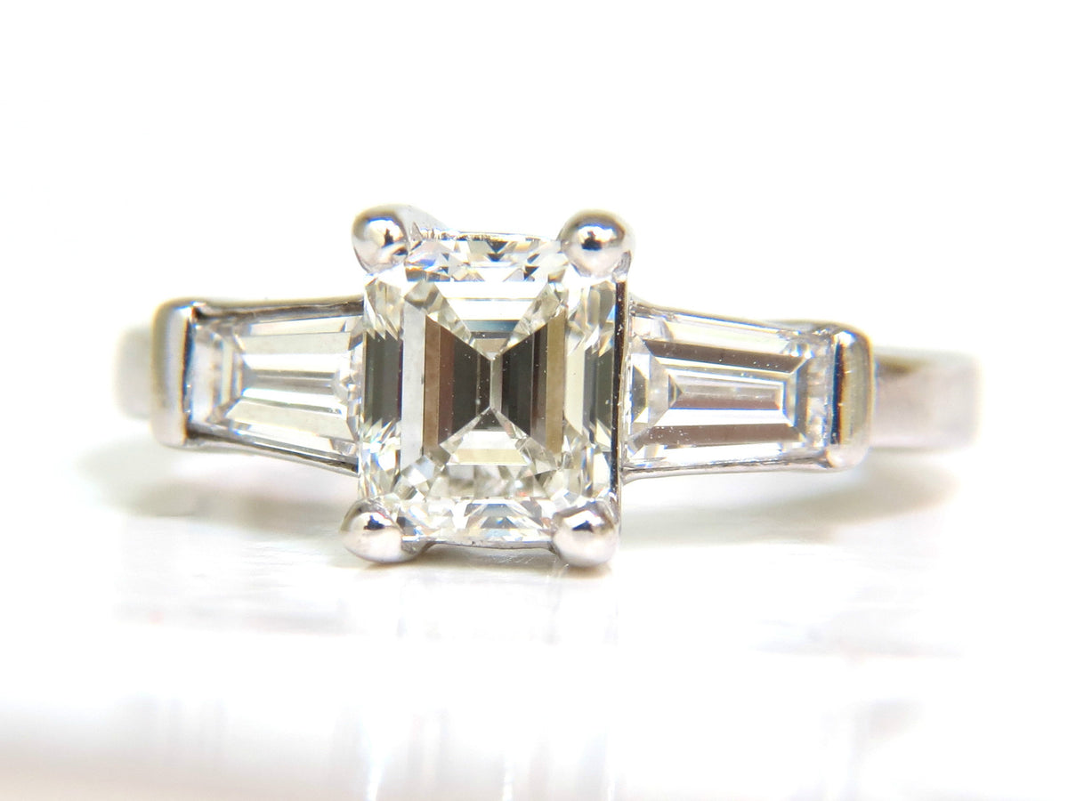 GIA CERTIFIED 1.06CT BRILLIANT EMERALD CUT NATURAL DIAMOND RING J/VVS2 *v