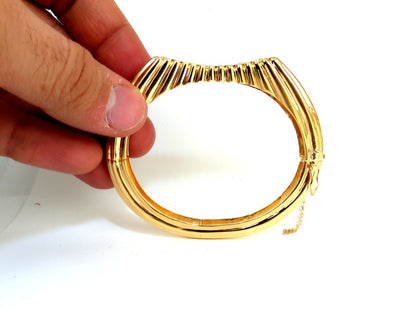 2.30CT INVERTED ARCH GRILLED WAVE RETRO 14KT DIAMONDS BANGLE BRACELET *v