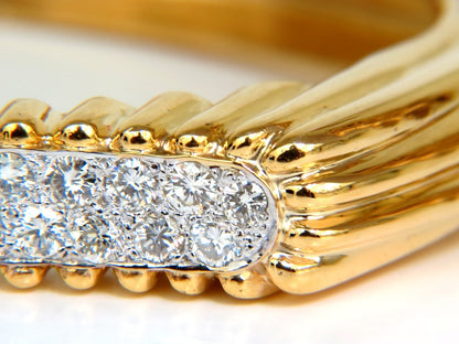 2.30CT INVERTED ARCH GRILLED WAVE RETRO 14KT DIAMONDS BANGLE BRACELET *v