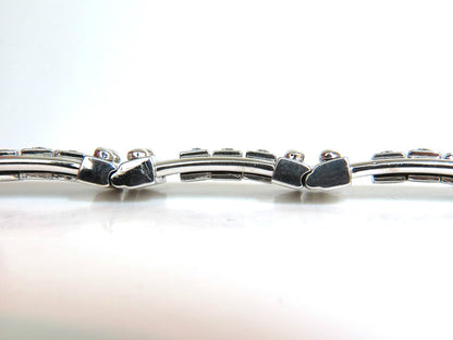 Mens Studded Gothic Deco Sliding Diamonds Box Bead Deco Channel Bracelet 14kt *v