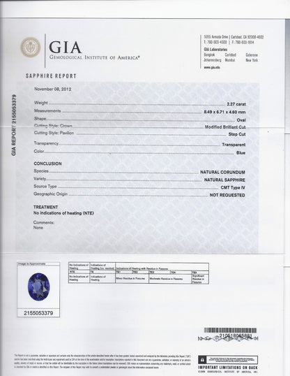 GIA NO HEAT 2.97CT NATURAL GEM BLUE SAPPHIRE DIAMOND RING UNHEATED 14KT *v